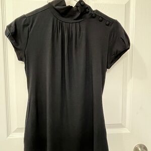 Elegant Black Banana Republic Button-Detailed short sleeve high neck Top
